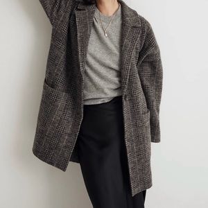 Madewell Wool Sweat Coat in Plaid | size small